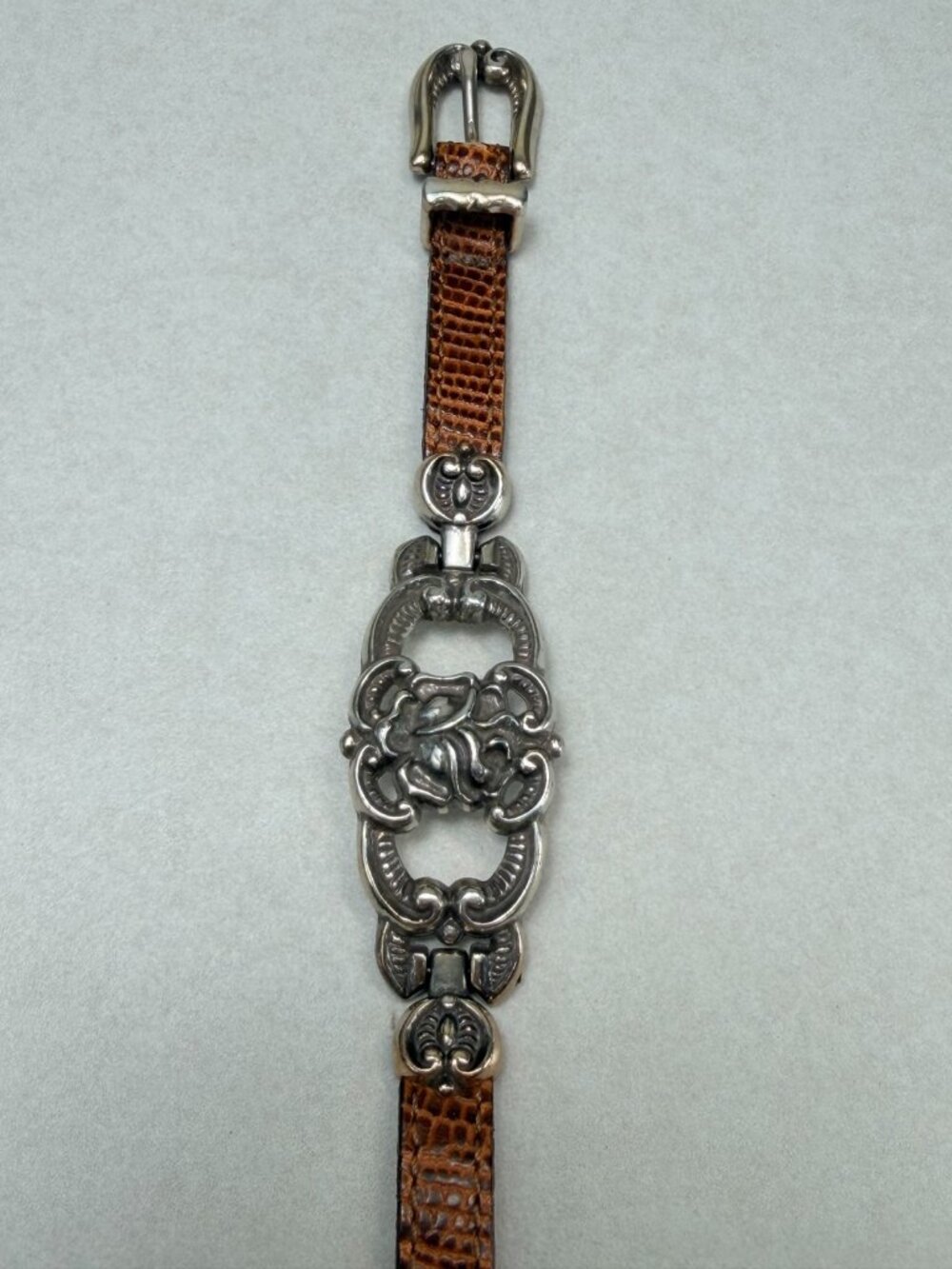 Brown Leather & Silver Vintage Brighton Bracelet 90's Western Style Size 8.5 - Picture 7 of 9